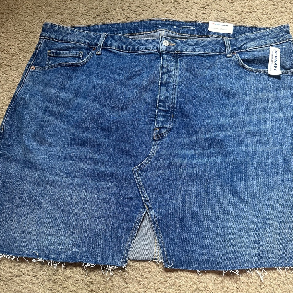 Old Navy Ladies Denim Jean SKIRT NEW w/Tags HIGH RISE Smooth Pockets SIZE 26 NEW
